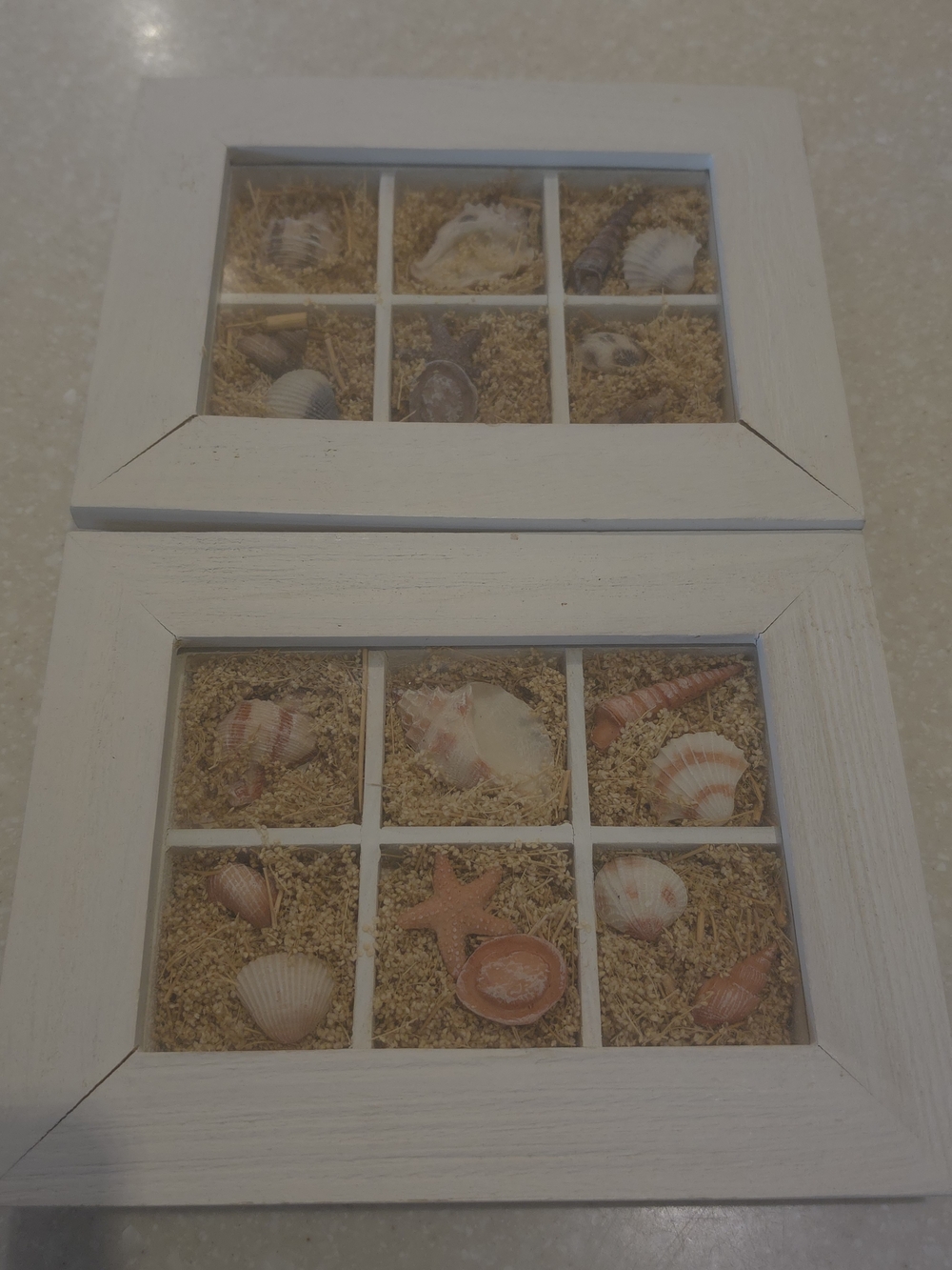 Framed Sea Shells Shadow Box Set-2 Sea Reflections 9x7 Coastal Decor Office